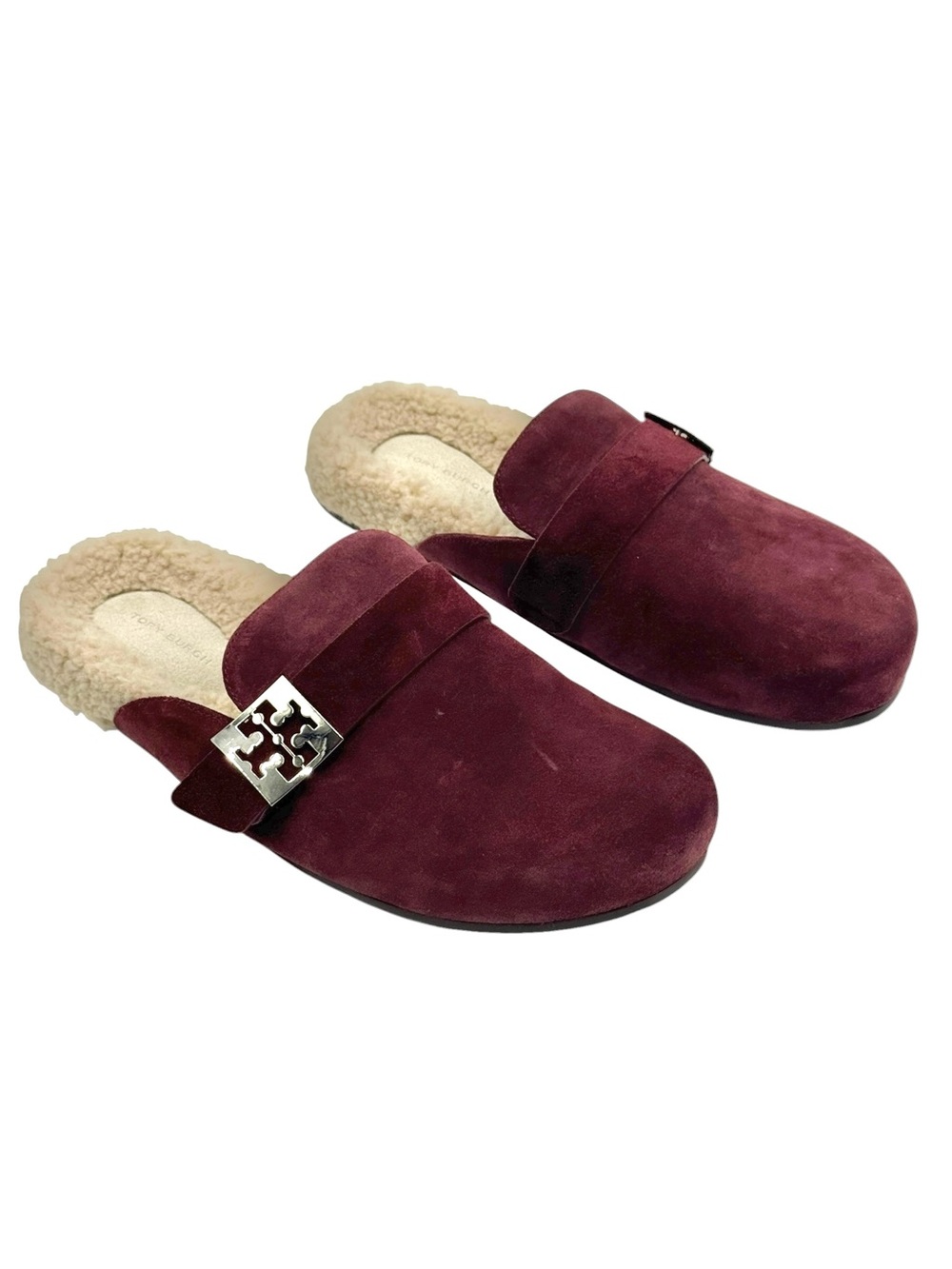 Tory Burch Mellow Shearling Mule Suede Shoes Size 10